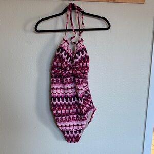 Liz Lange Maternity Red and Cream Swimsuit